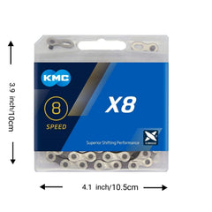 KMC X8 Road/Mountain Bike Bicycle Chain,118Links,for Shimano SRAM Campagnolo-Silver.