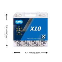 KMC X10 Road/Mountain Bike Bicycle Chain,116Links,for Shimano SRAM Campagnolo-Silver.