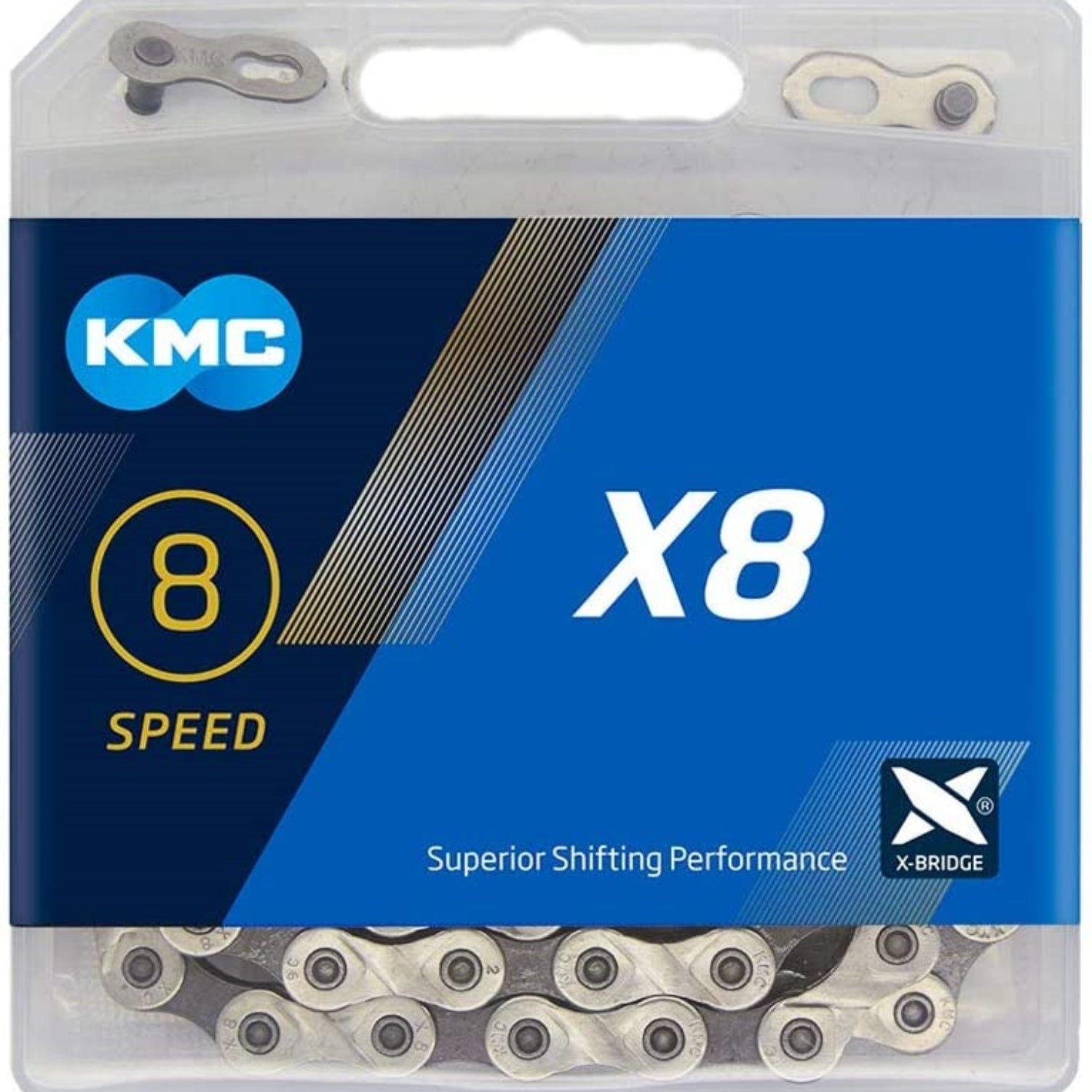 KMC X8 Road/Mountain Bike Bicycle Chain,118Links,for Shimano SRAM Campagnolo-Silver.