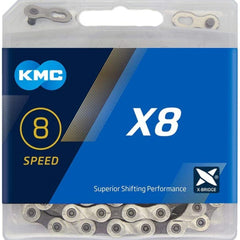 KMC X8 Road/Mountain Bike Bicycle Chain,118Links,for Shimano SRAM Campagnolo-Silver.