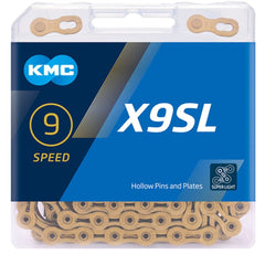 KMC X9SL Road/Mountain Bike Bicycle Chain,116Links,for Shimano SRAM Campagnolo-Silver / Gold.