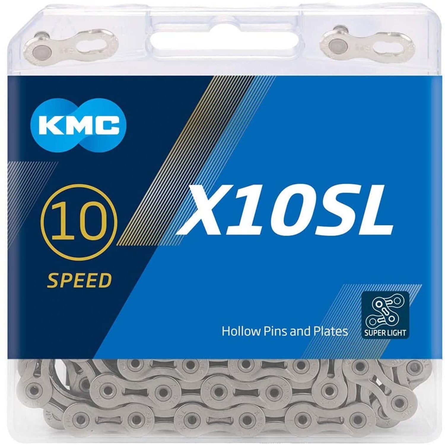 KMC X10SL Road/Mountain Bike Bicycle Chain,116Links, for Shimano SRAM Campagnolo-Silver/ Gold.
