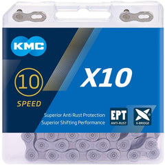 KMC X10 Road/Mountain Bike Bicycle EPT Chain,116Links,for Shimano SRAM Campagnolo-Dark Silver.