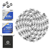 KWCHIAN Bike Chain Kit 10 SPEED- Road & Mountain Bicycle Chain for Shimano /SRAM /Campagnolo -Silver Black(Individually Packaged Quick Link).