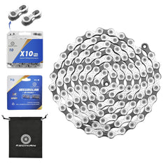 KWCHIAN Bike Chain Kit 10 SPEED- Road & Mountain Bicycle Chain for Shimano /SRAM /Campagnolo -Silver Black(Individually Packaged Quick Link).