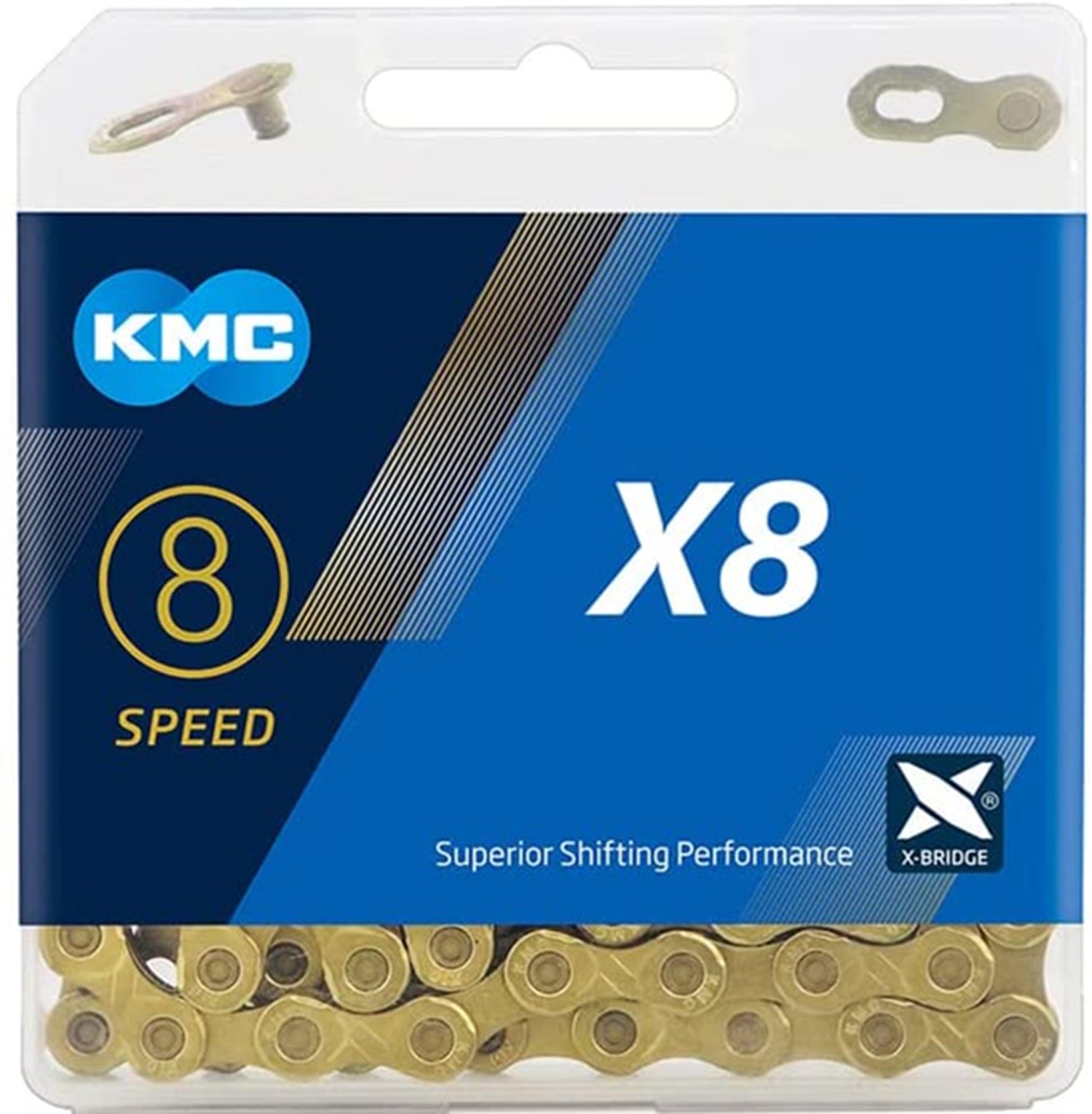 KMC X8 Road/Mountain Bike Bicycle Chain,116Links,for Shimano SRAM Campagnolo-Gold.