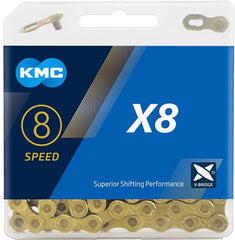 KMC X8 Road/Mountain Bike Bicycle Chain,116Links,for Shimano SRAM Campagnolo-Gold.