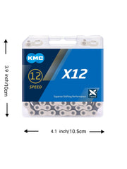 KMC X12 Road/Mountain Bike Bicycle Chain,128Links,for Shimano SRAM Campagnolo-Silver.