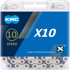 KMC X10 Road/Mountain Bike Bicycle Chain,116Links,for Shimano SRAM Campagnolo-Silver.
