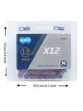 KMC X12 Chain 12-Speed Aurora Mountain Bike/Road/Gravel 12 Speed Chain: Compatible with Shimano Sram Campagnolo. Missing Link Included,126Links-Gold and Aurora.