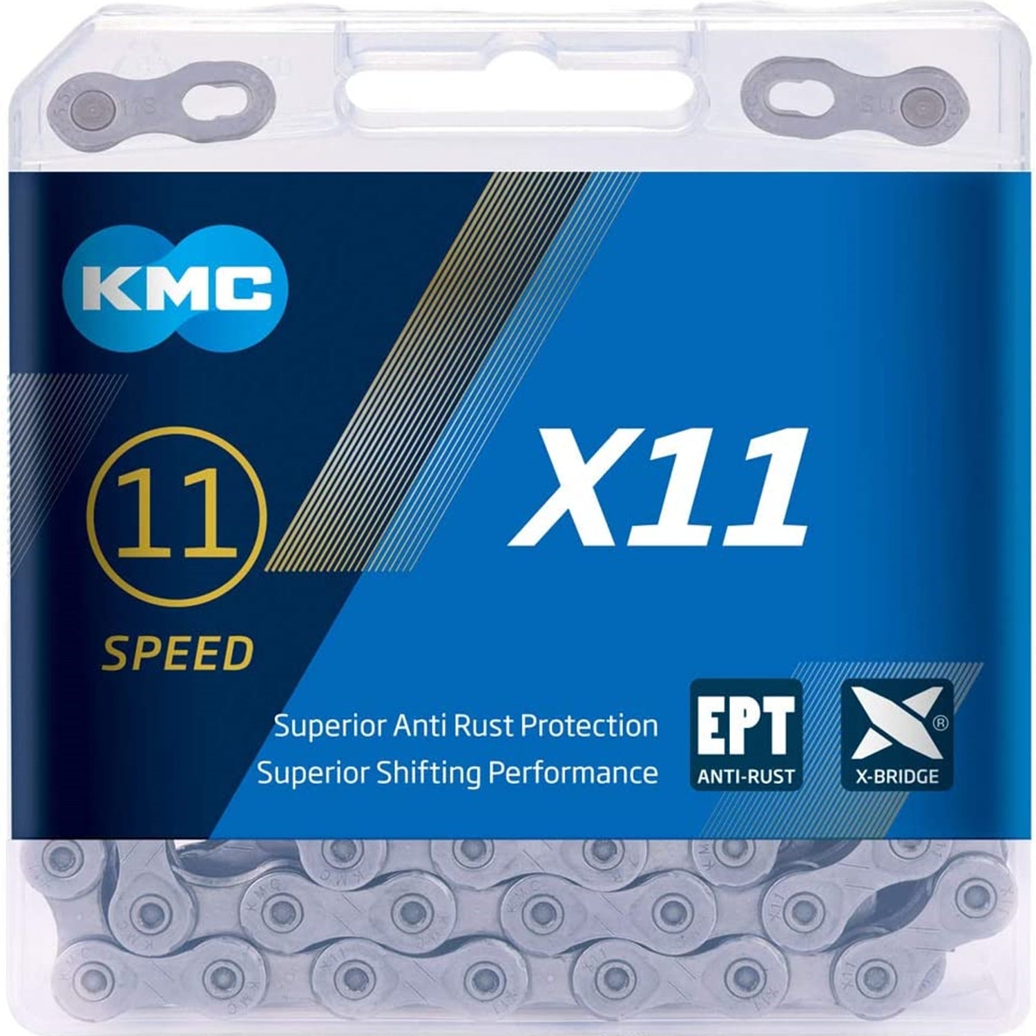 KMC X11 Road/Mountain Bike Bicycle EPT Chain,118Links,for Shimano SRAM Campagnolo-Dark Silver.