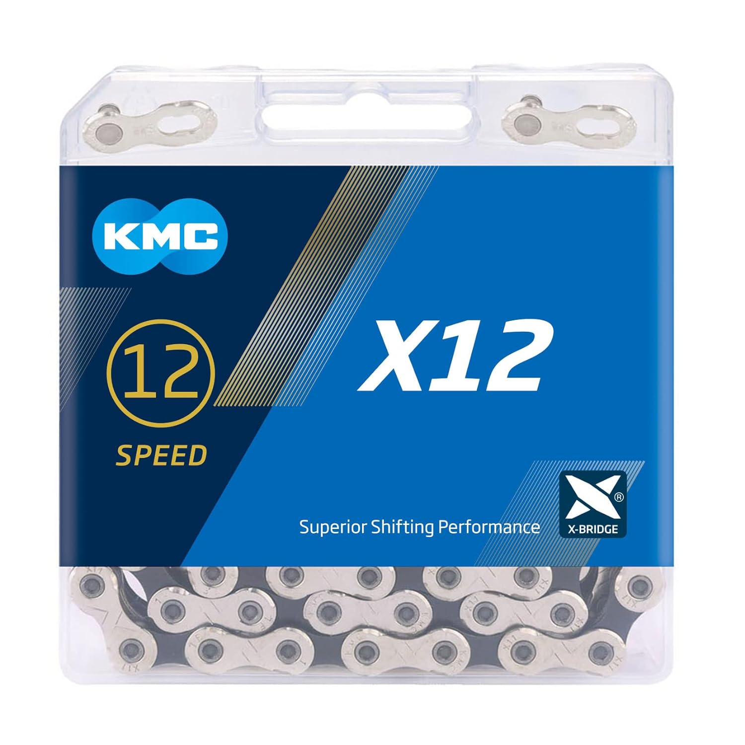 KMC X12 Road/Mountain Bike Bicycle Chain,128Links,for Shimano SRAM Campagnolo-Silver.