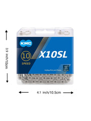 KMC X10SL Road/Mountain Bike Bicycle Chain,116Links, for Shimano SRAM Campagnolo-Silver/ Gold.